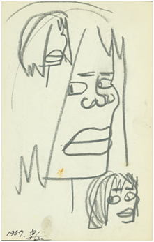 자화상, 종이에 연필, 1957