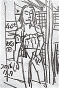 42st, 지하철역(뉴욕), 21.5X12cm, 수채종이 위 연필, 2016