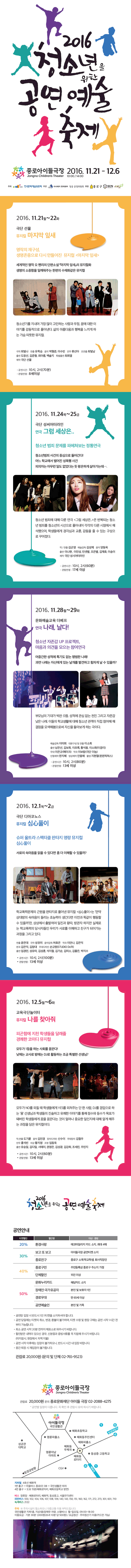 2016 청소년을 위한 공연예술축제 종로아이들극장 2016.11.21.-12.6 10:00/14:00