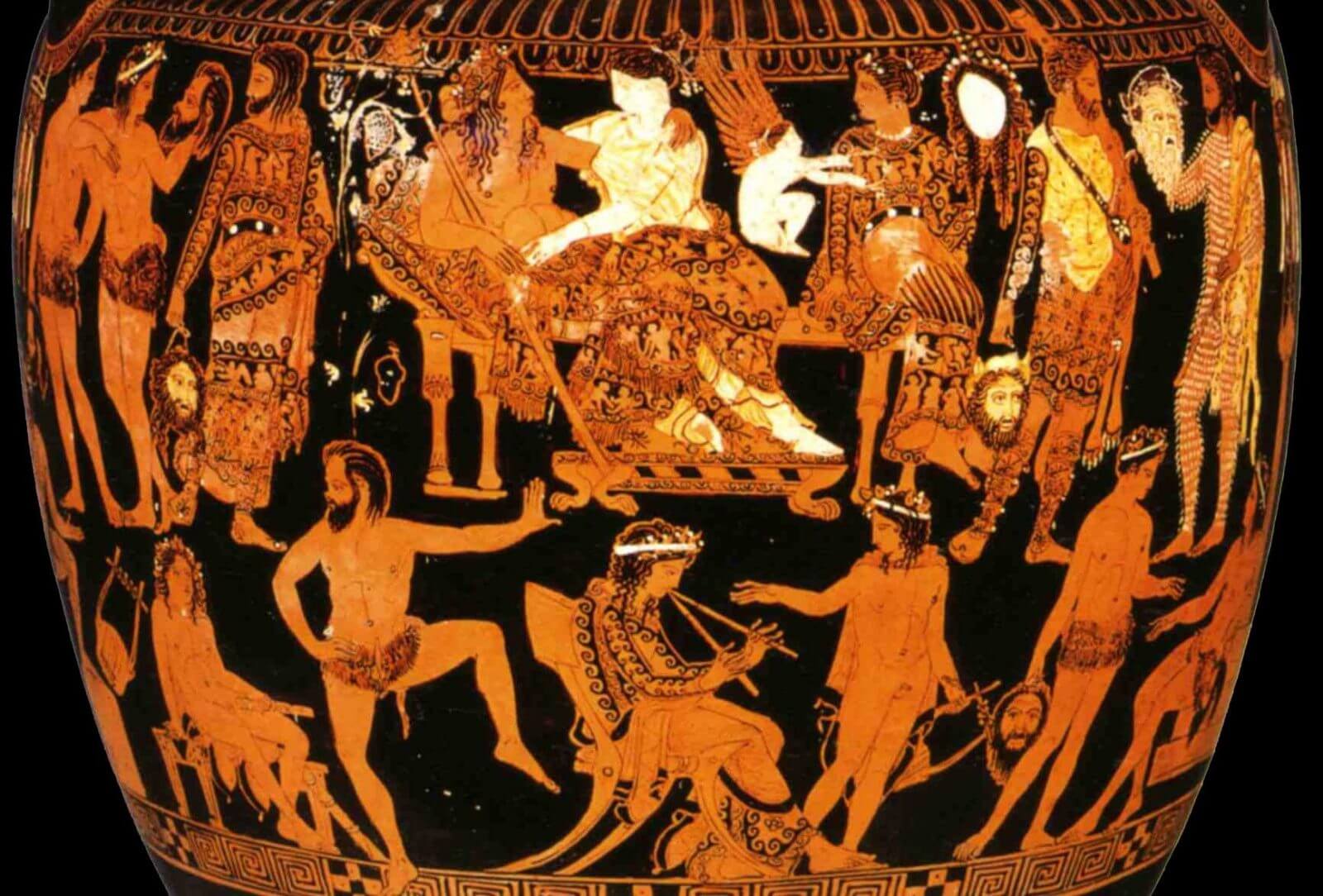 고대 그리스에 그려진 도자기에 그려진 사튀르극(Satyr Play)을 준비 모습 ⓒLiterary Ocean