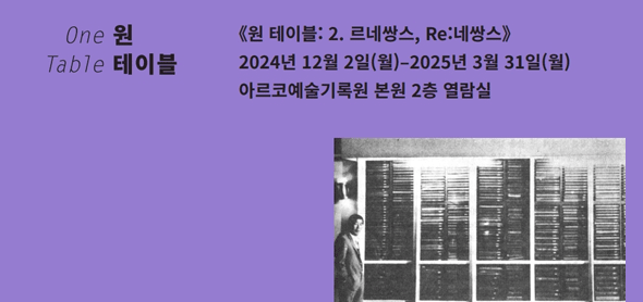 아르코예술기록원 소장기록물 기획코너《원 테이블: 르네쌍스, Re:네쌍스》공개