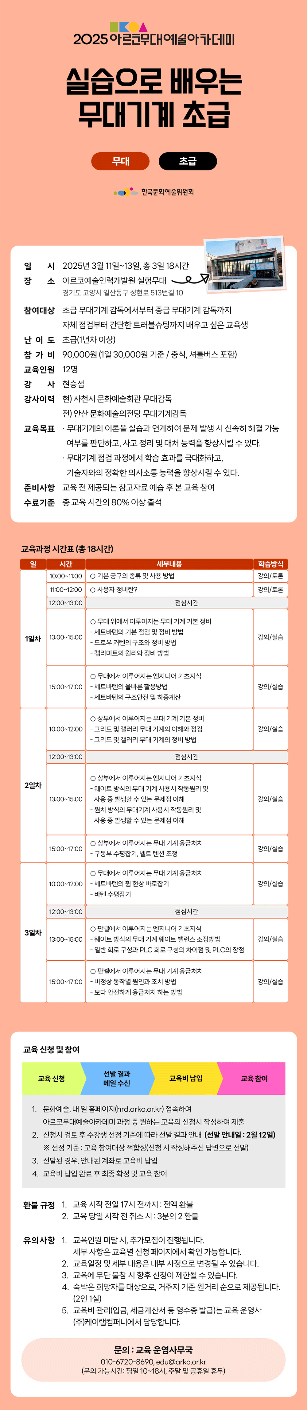 2025 아르코무대예술아카데미 실습으로 배우는 무대기계 초급(무대 초급)(자세한 내용 아래 참조)